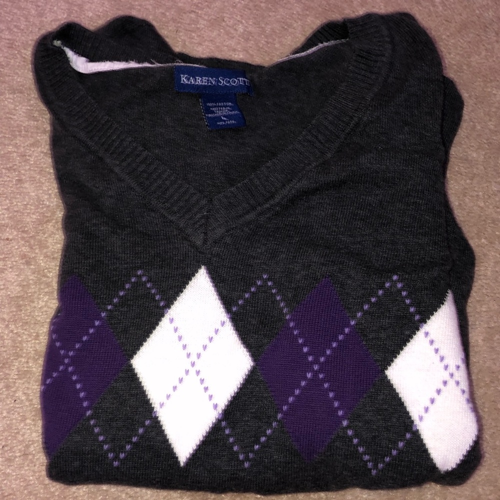 vintage look argyle sweater